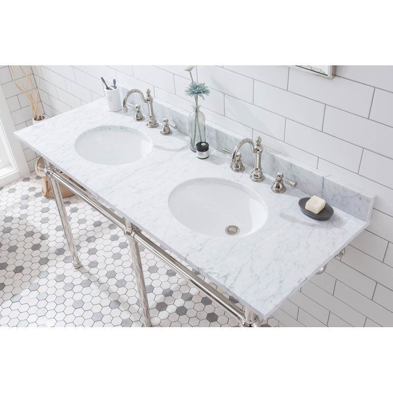 Embassy Stone Oval Console Bathroom Sink with Faucet and Overflow, Chrome