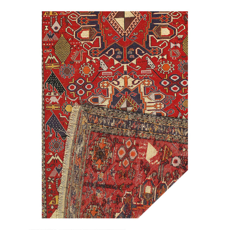 Tapis rétro persan Sumak 3 pi 9 po x 6 pi 2 po