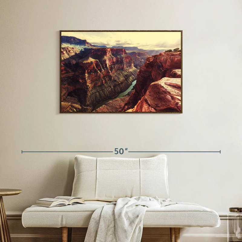 Superbe vue sur le Grand Canyon, 37 po x 25 po, Cadre flottant noyer