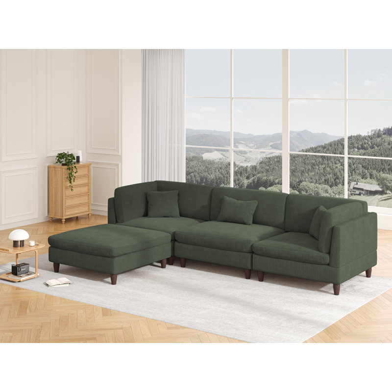 Seemab Reversible Modular Corner Sofa, Green