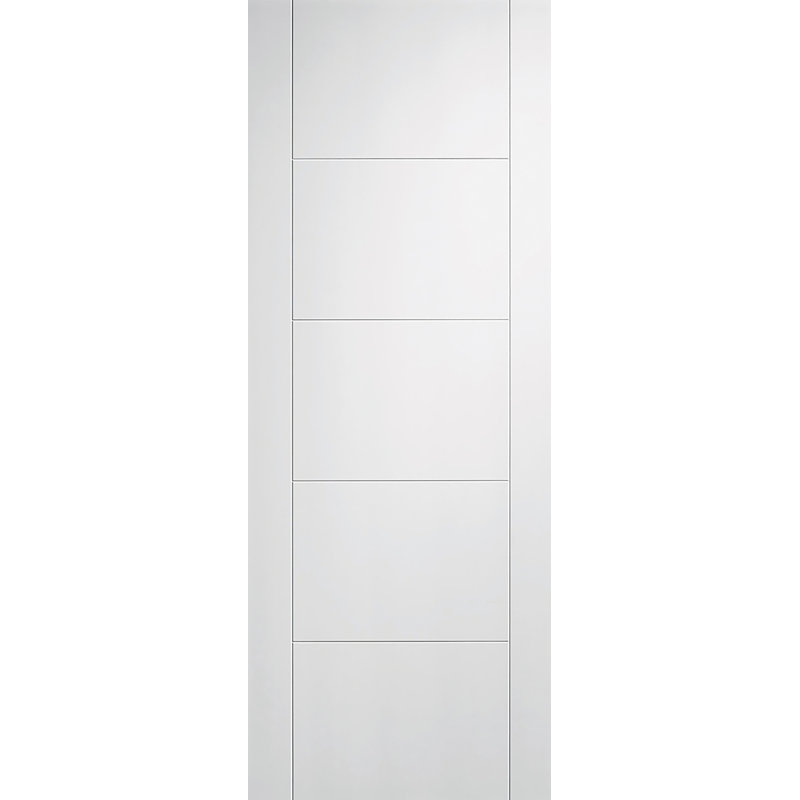 Vancouver 5P Primed White Internal Door, 204cm H x 92.6cm W x 4.4cm D