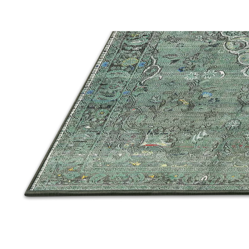Tapis traditionnel vert / beige, Rectangle 4 pi x 6 pi