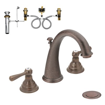 Kingsley 2-Handle High-Arc Lavatory Widespread Bathroom Faucet with Drain Assembly -  Moen, KLKI-D-T6125ORB