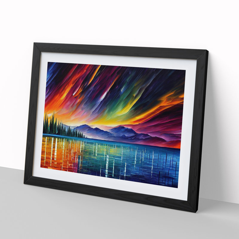 Special Aurora Borealis Vol.3 Abstract - Single Picture Frame Print, 46cm H x 64cm W x 2cm D, Black