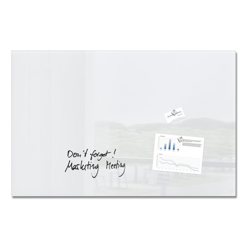 Artverum Wall Mounted Glass Board, White, 65cm H x 100cm W x 100cm L