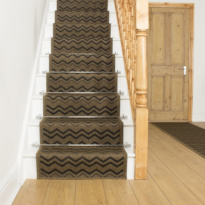 Stair Runner Abrego Chevron Hand Woven Indoor Area Rug, Runner 450cm x 66cm