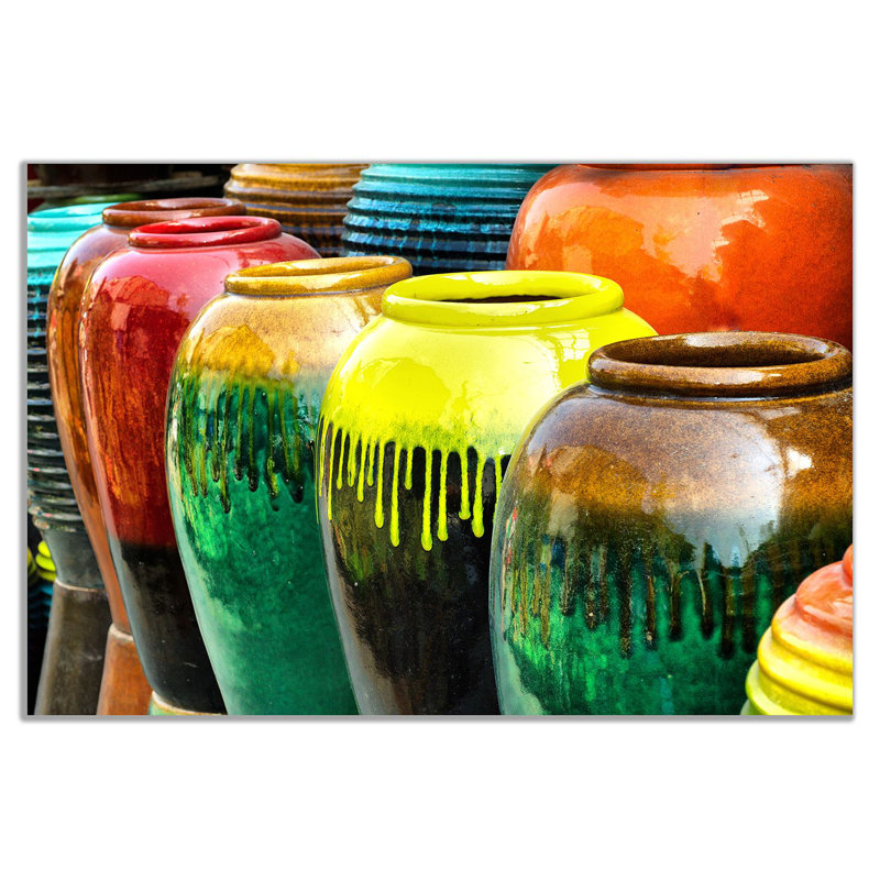 Ceramic Pottery Jars - Wrapped Canvas Print, 20cm H x 31cm W