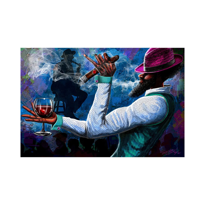 Cigares et brandy - Giclée sur toile tendue avec châssis, H 32 po x l 48 po