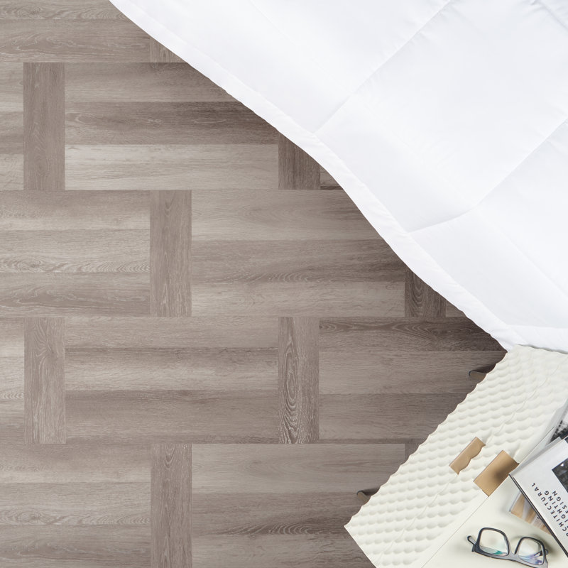 Chic Parquet 20 MIL 12 in. x 24 in. Click Lock Luxury Vinyl Tile, Gray