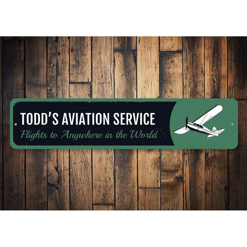 Enseigne métallique de service d'avion, H 4 po x l 18 po x P 0,04 po