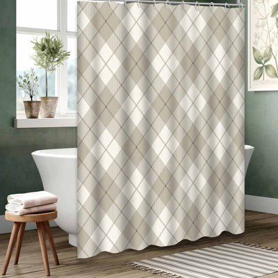 Rideau de douche imperméable brun, rideaux de douche pour la salle de bain avec 12 crochets