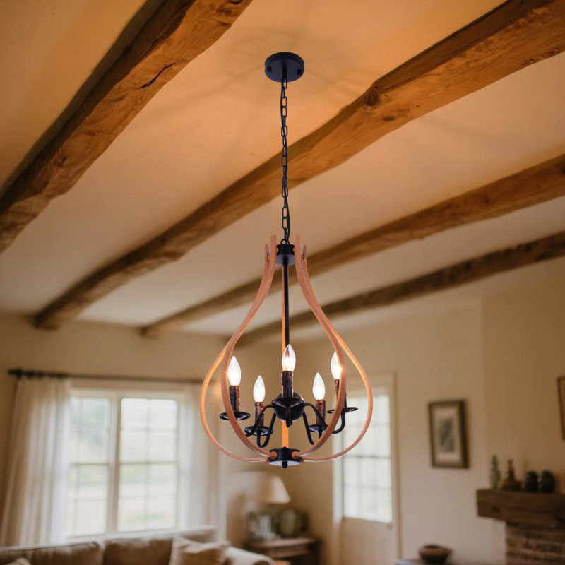 Luminaire de plafond à 5 têtes de lustre en fer réglable en longueur / base e12 / sans source de lumière / commande murale