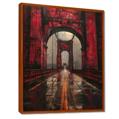 Pont rouge et noir, printemps, impression d'art mural