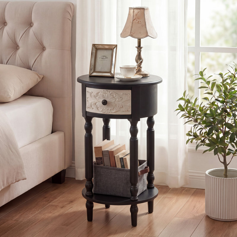 1 Drawer Nightstand, Black