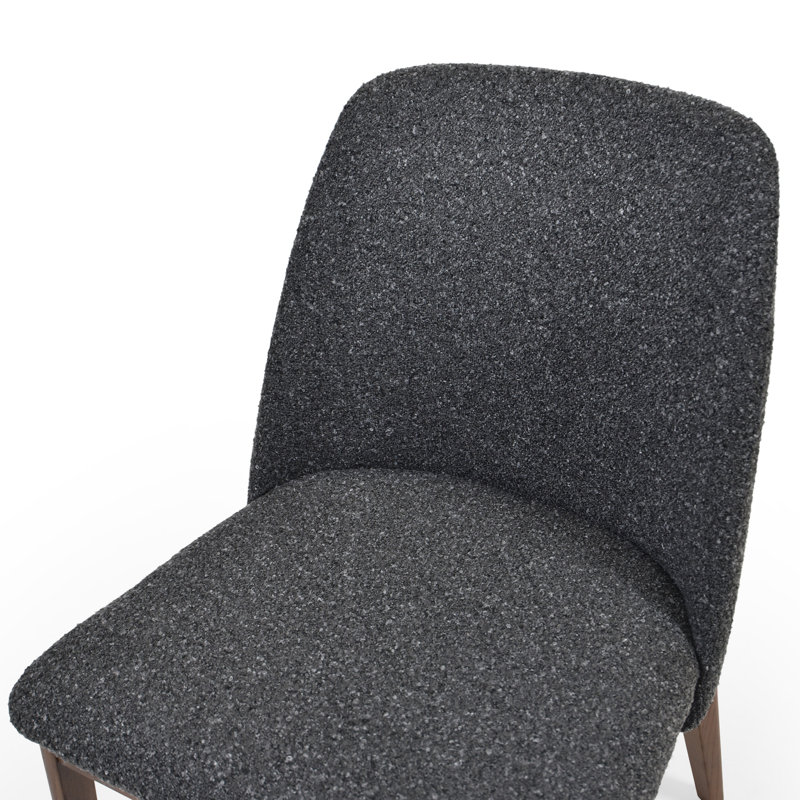 Modern Boucle Upholstered Dining Chair with Oak Legs, Anthracite