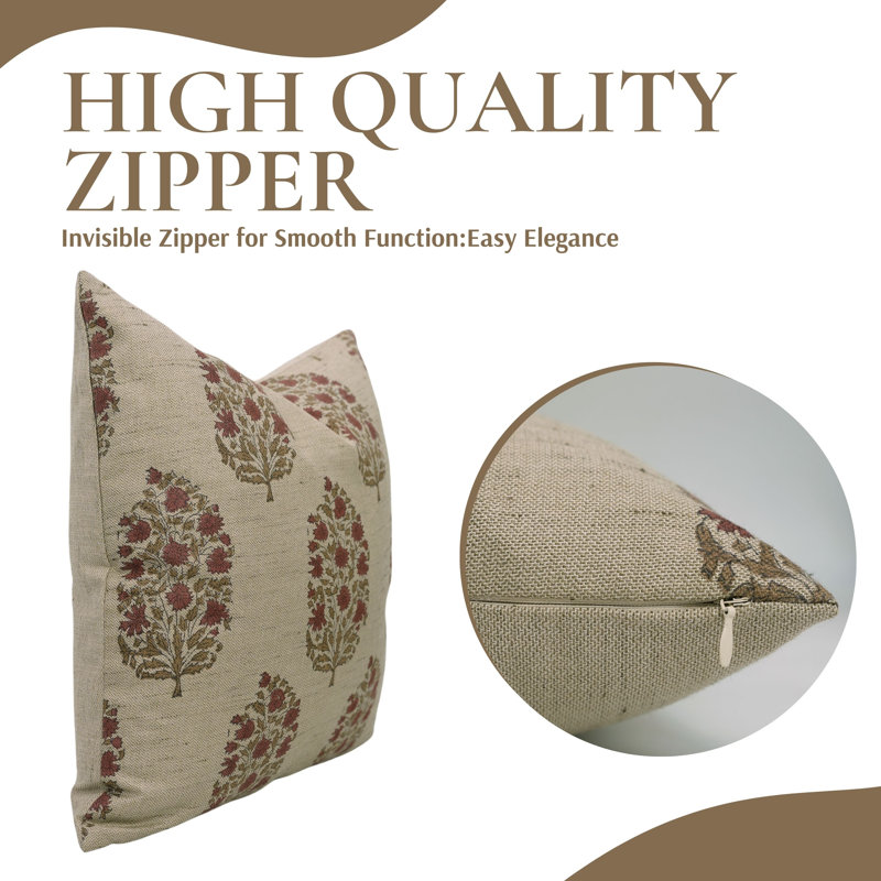 Housse de coussin Boho Block Print, housse de coussin en lin fait à la main 20 po x 20 po, taie décorative de couleur rouge Home Decor Virat