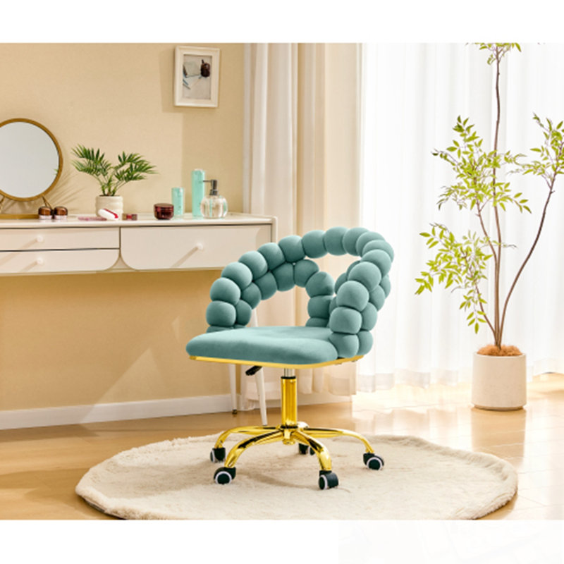Chaise de bureau pivotante en velours, Bleu sarcelle