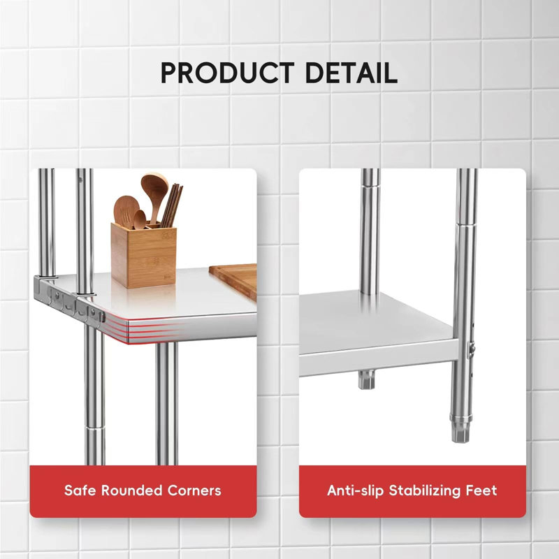 Stainless Steel Table With Overshelves