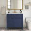 Lavabo de salle de bain moderne avec rangement, armoire bleue 36 po avec 2 tiroirs et compartiments spacieux, lavabo d'apparence élégant, rangement, style pour