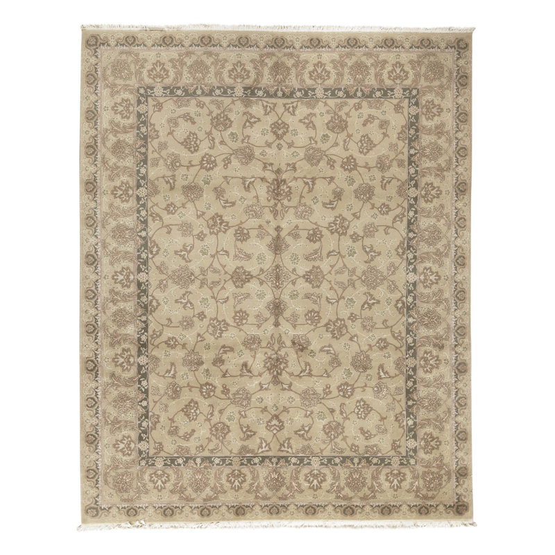 Hand Knotted Wool Oriental Area Rug in Gold