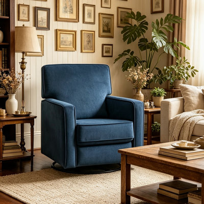 Osmon 29.9" Wide Classic and Soft fabric Push Back Swivel Standard Recliner