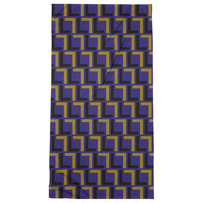 Bath Towel, Purple/Black/Metallic Gold
