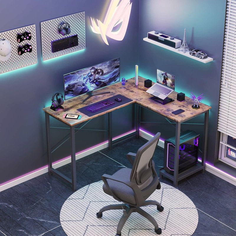 Bureau de jeu en L, Brun