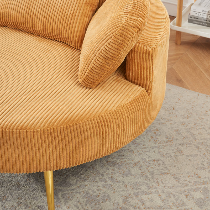 Corduroy Armchair with Ottoman, Yellow Corduroy