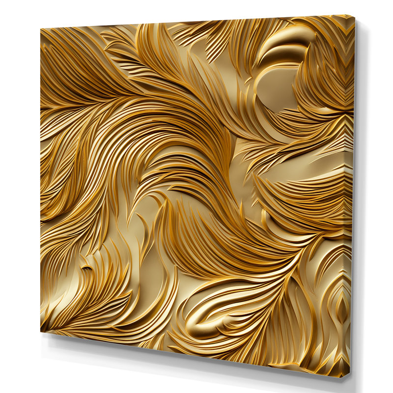 «Golden Feathers Serenity IV - Feathers», reproduction sur toile, H 36 po x l 36 po x P 1,5 po, Toile tendue