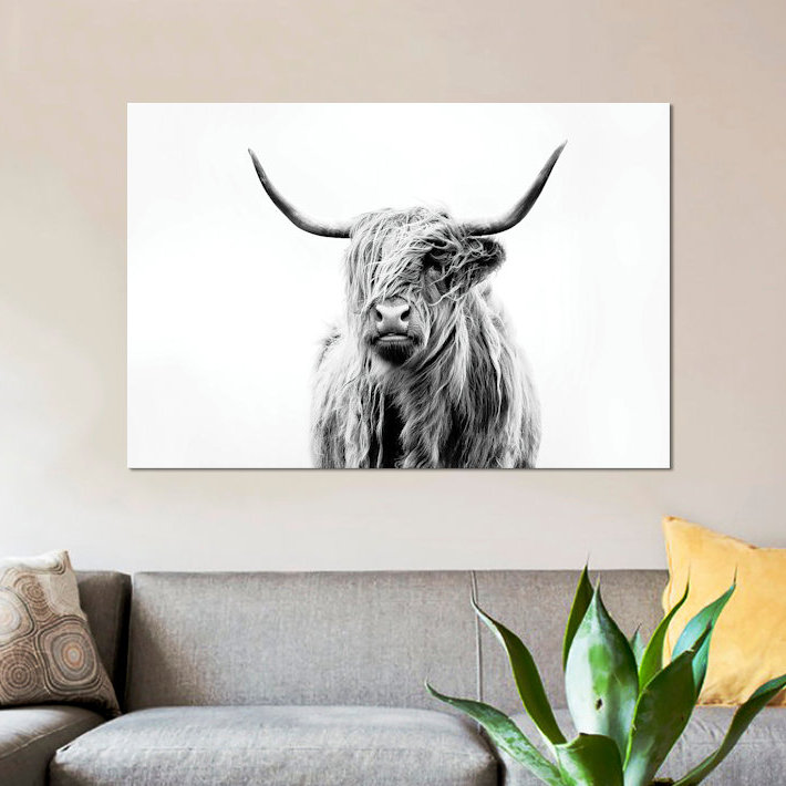 Bairdstown Portrait Of A Highland Cow by Dorit Fuhg - Print on Canvas, 30.48 cm H x 45.72 cm W, Wrapped Canvas