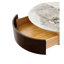 Table basse ronde avec tiroirs, plateau en céramique, pieds en métal, plateau en pierre frittée pour tiroirs blancs