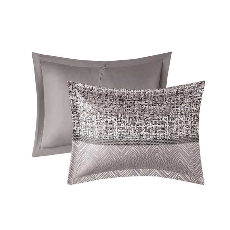 7 Piece Jacquard Comforter Set Grey/Taupe