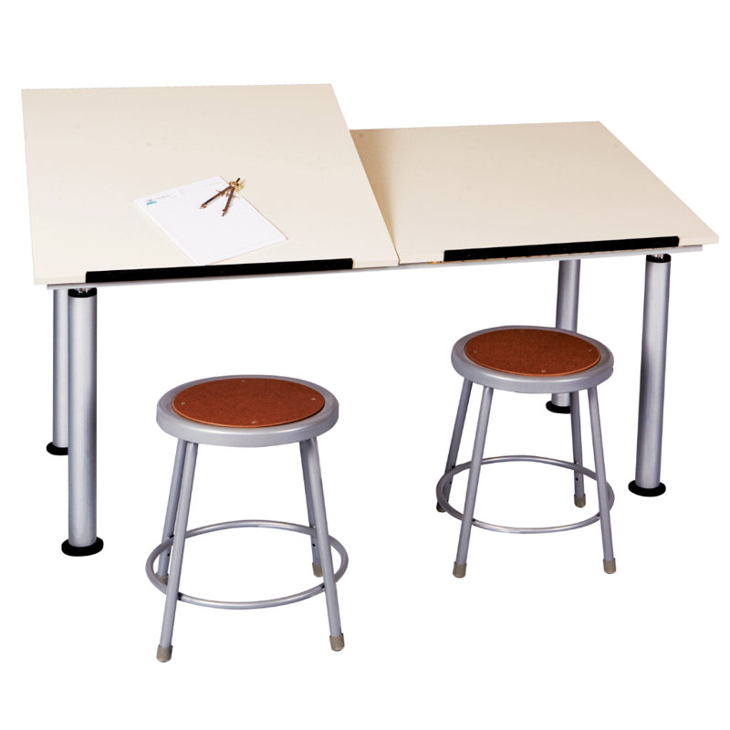 Adjustable Solid Wood Base Drafting Table