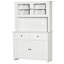 Buffet de cuisine 63,5 "avec huche, armoire de rangement pour garde-manger avec 4 tablettes, tiroirs, portes en verre encadrées, comptoir à micro-ondes ouvert