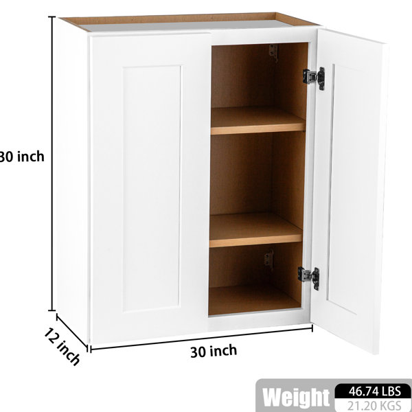 Latitude Run® Double Door Wall Cabinet Adjustable Shelves White Solid ...