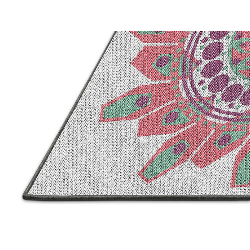 Laine tissée à la main et polyester gris/rose Tapis décoratif, Rectangle 5 pi x 7 pi