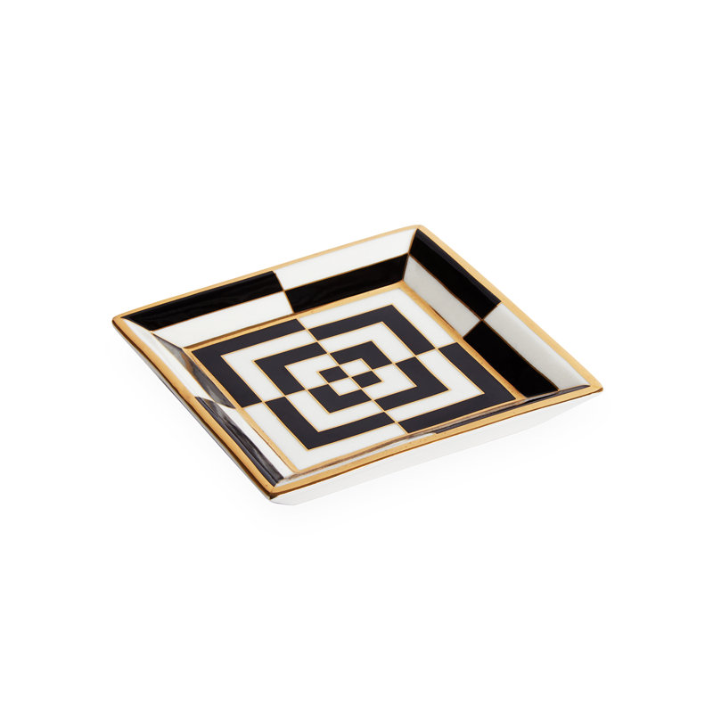 Plateau carré en porcelaine Op Art