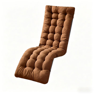 Indoor Outdoor Chaise Lounger Cushion with Straps,  Polyester Fiber Cover, Synthetic Fiber Filling
