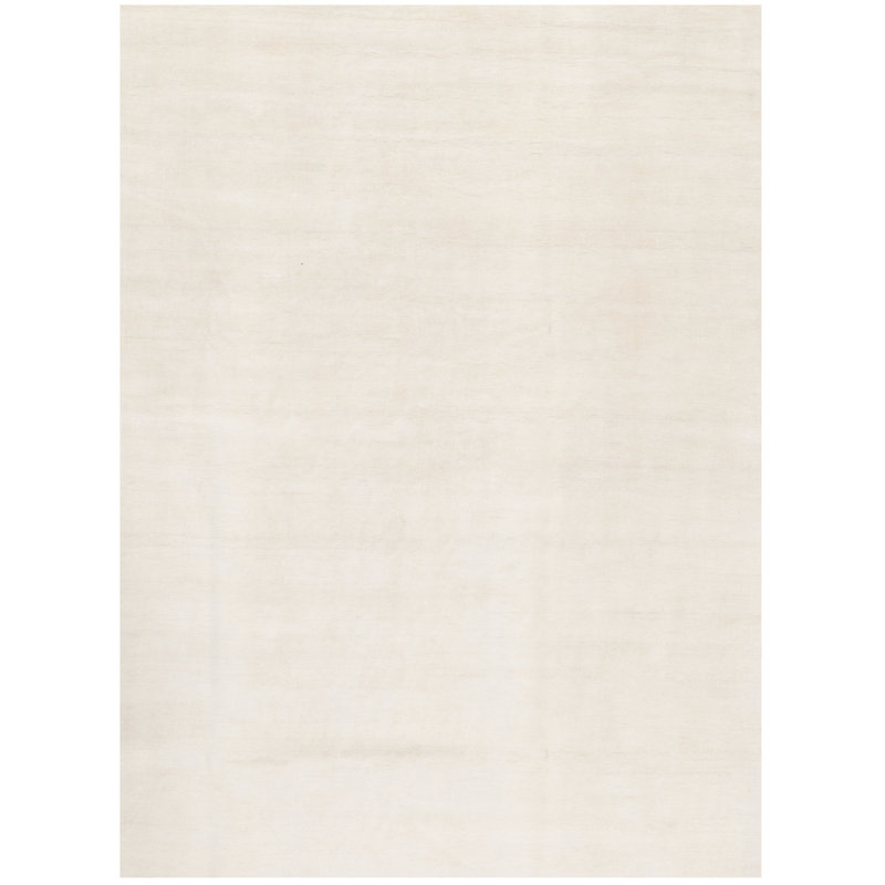 Tapis beige uni de couleur unie noué à la main 8 pi 10 po x 11 pi 10 po