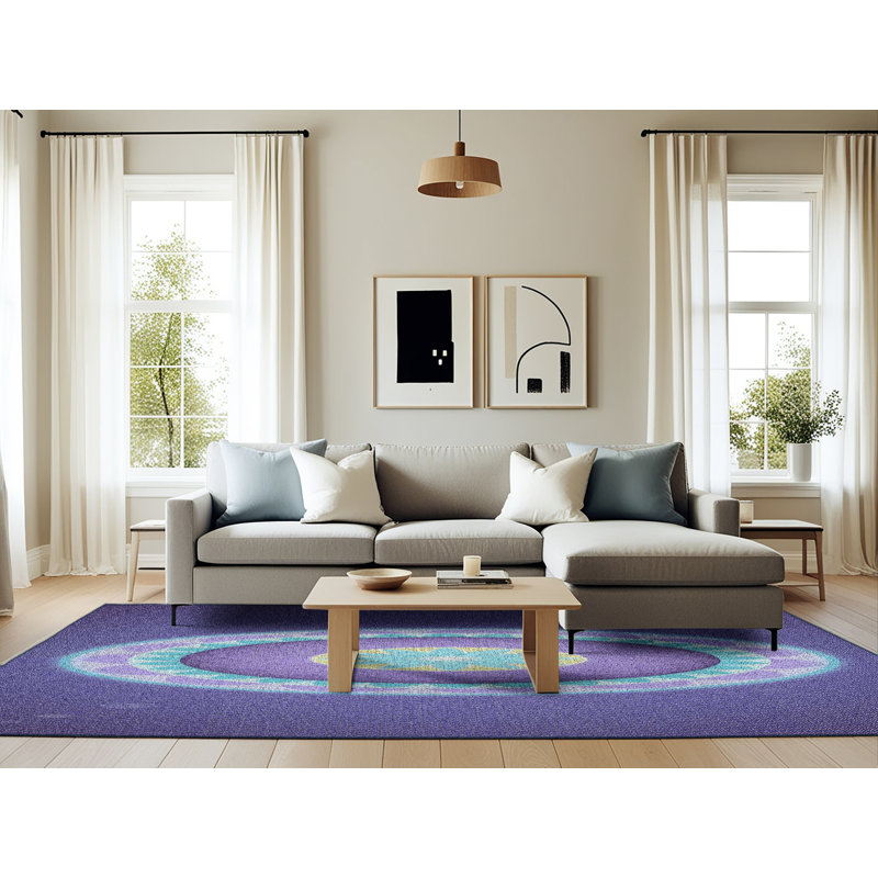 Tapis mauve à métier motorisée, Rectangle 6 pi x 9 pi