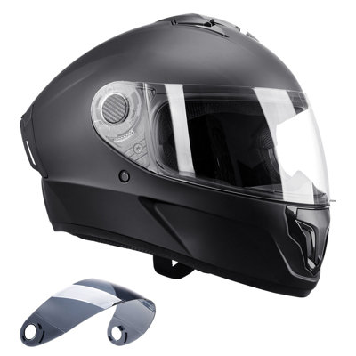 Casque de moto, casque intégral, ABS de rue intelligent et casque haute densité avec fente Bluetooth et lentille interchangeable, casque de motocross confortable approuvé par le DOT, adapté aux jeunes et aux adultes