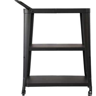 Black 3 - Tiered Industrial Dining Cart With All Metal Frame, Swivel Wheels For Mobility In Party, 33.7"H X 23.8"W 13.8"D, Some Assembly Needed And Ha by Latitude Run