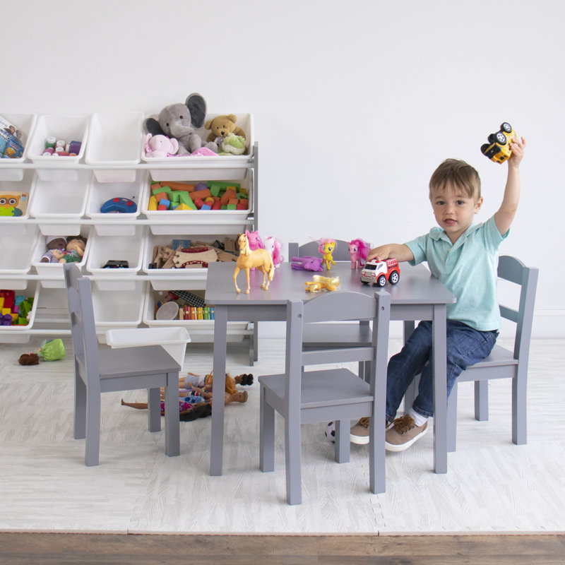 Ensemble de table de jeu / d'activité rectangulaire avec chaises pour enfant Aztlan, Gris / Gris