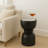 Mango Wood & Marble Accent Table  Modern Side Table for Living Room, Bedroom & Office 18" Black.