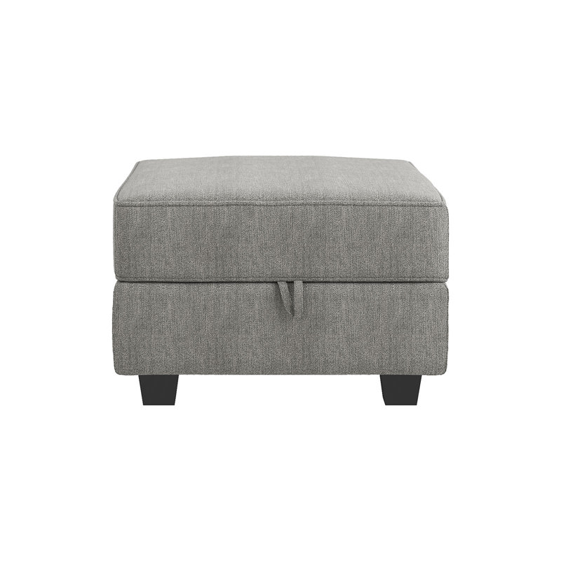 Manusite Upholstered Ottoman, Gray Polyester