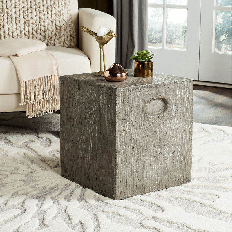 Quiles Concrete Top End Table, Dark Gray