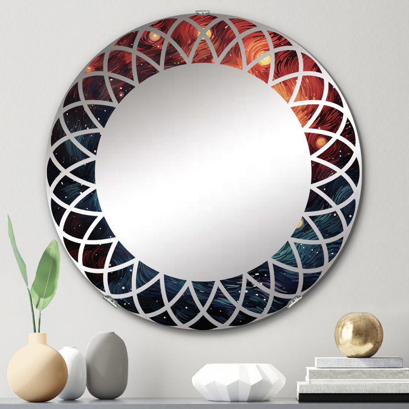 Climsland - Miroir mural abstrait rond, 24 po x 24 po