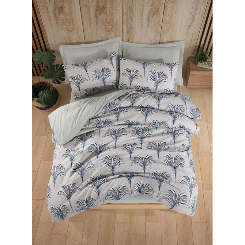 Super King Quilt Cover Set, Blue, 102.4 x 86.6 Inches | 65% Cotton / 35% Polyester, 120 Thread Count | Includes 2 Pillowcases (19.7 x 31.5 Inches), Machine Washable, Stylish & Comfortable Duvet Cover with Button Closure