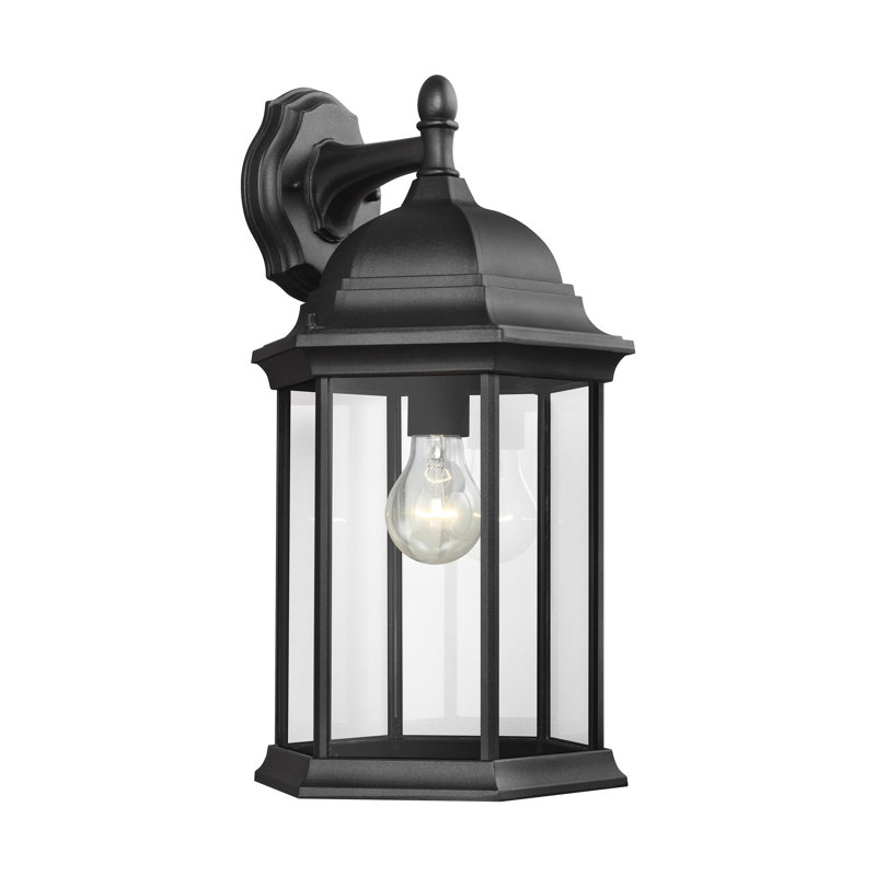 Sevier Large One Light Downlight Outdoor Wall Lantern from Generation Lighting , Black, 18.75" H x 8.63" W x 9.38" D