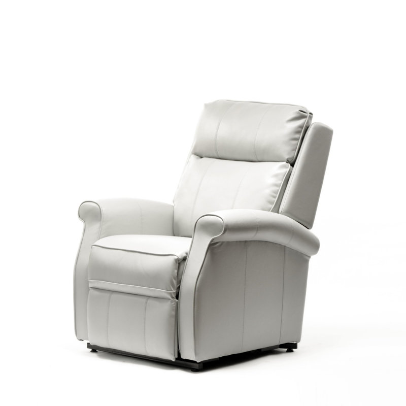Azavier 34.5" Wide Power Lift Assist Recliner，Traditional Lift Chair, Ivory Faux Leather